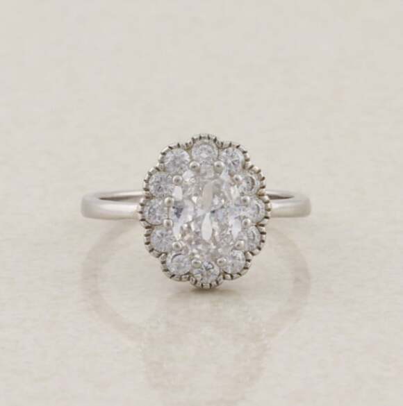 Unbranded Jewelry - Sterling Silver Sparkly Cubic Zirconia Halo Ring Size 6 1/4 Woman Teen Child